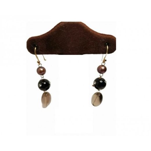 Xernus Gold-Plated Silver Earrings NF2537 Long with Colorful Motifs