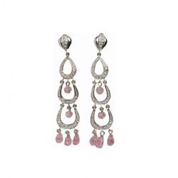 Pendientes Xernus Plata NF1013 Filigranas Cristales Rosa