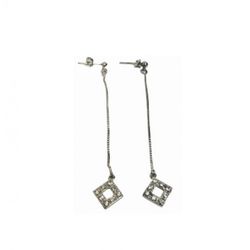 Pendientes Xernus Plata NF1320 Largos Cuadrado Con Circonitas
