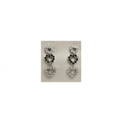 Xernus Silver Earrings NF1323 Hearts with Black Bicolor Zirconia