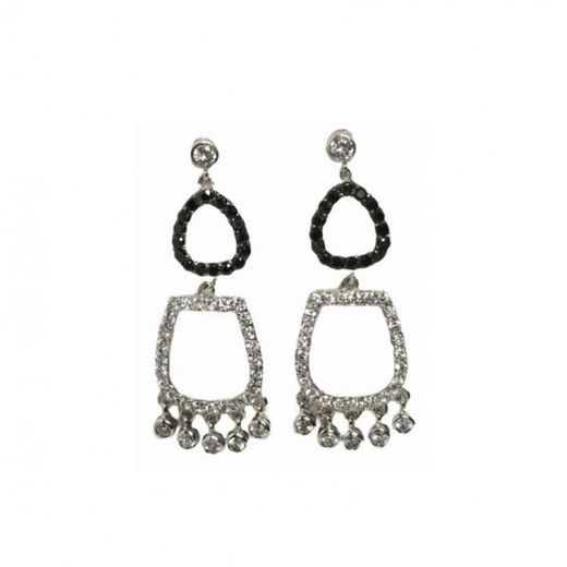 Xernus Silver Earrings NF1327 Bicolor Zirconia Jet