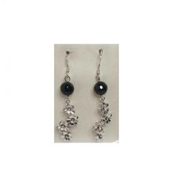 Pendientes Xernus Plata NF1370 Largos Con Flores Y Cristal Verde