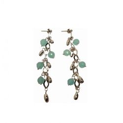 Pendientes Xernus Plata NF1418 Largos Cuarzo Verde