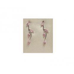 Pendientes Xernus Plata NF1677 Flor Con Circonitas Rosas