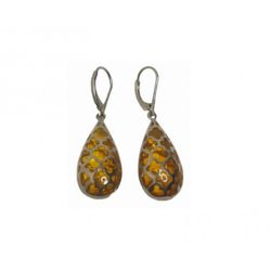 Pendientes Xernus Plata NF1727 Ovalados Con Resina Amarilla