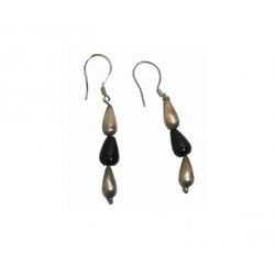 Pendientes Xernus Plata NF1802 Largos Nacar Y Azabache