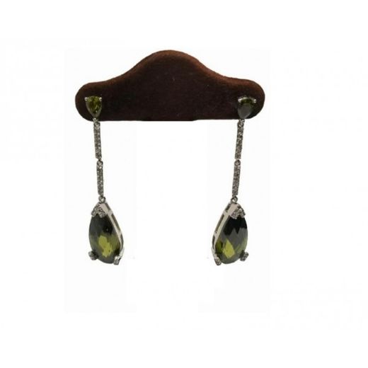 Xernus Silver NF1828B Long Earrings with Peridot Teardrops