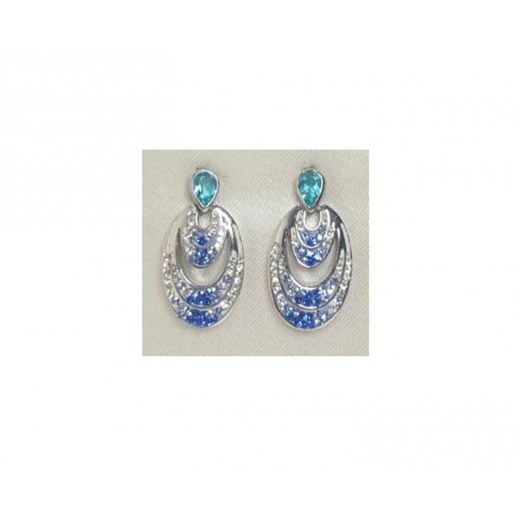 Xernus Silver Earrings NF1867 White Zirconia Aquamarine Sapphire