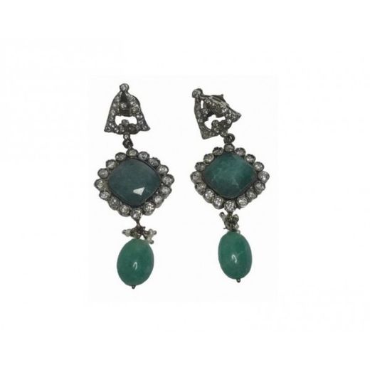 Arracades Xernus Plata NF1933 Penjoll Amb Jade I Circonites