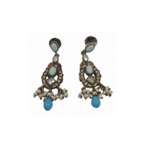 Xernus Silver Earrings NF1941 Zirconia and Turquoise Rhinestones