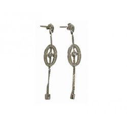 Pendientes Xernus Plata NF1971 Largos Con Ovalo Con Circonitas