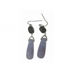 Pendientes Xernus Plata NF2141 Colgantes Con Cristales Azul Y Negro