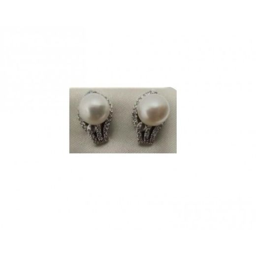 Boucles d'oreilles Xernus en argent NF2941, perles et zircones