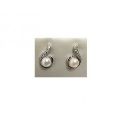 Boucles d'oreilles Xernus en argent NF3211, perle et zircone