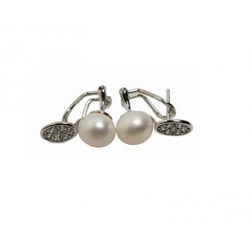Boucles d'oreilles Xernus en argent NF3219 avec perle centrale en zircone