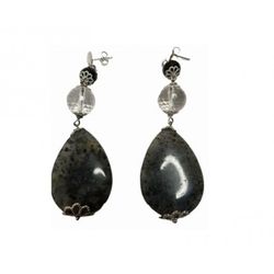 Pendientes Xernus Plata NF4808 Largo Con Circonitas Azabache