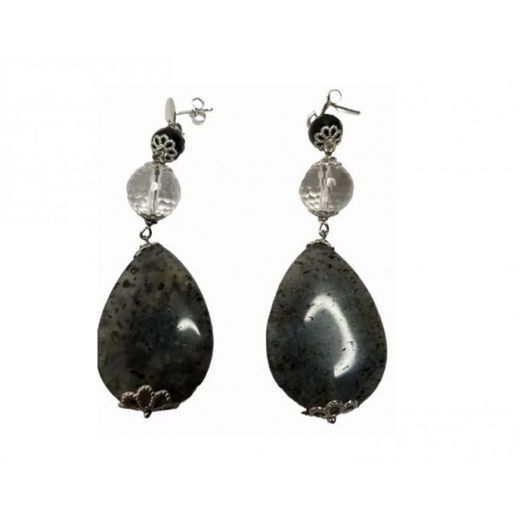 Xernus Silver Earrings NF4808 Long with Jet Zirconia