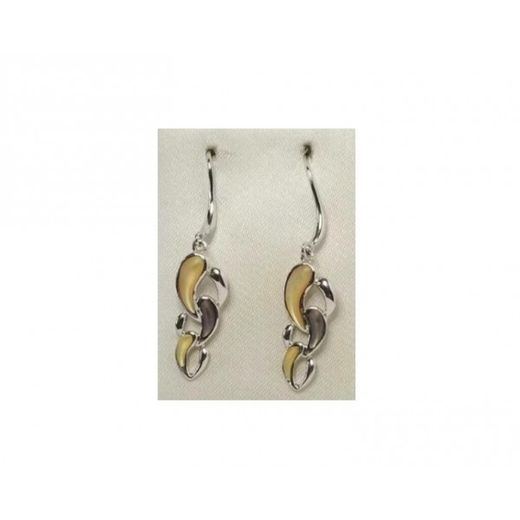 Xernus Silver Earrings NF4810 Yellow Center with Jet Color