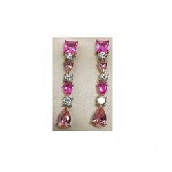 Pendientes Xernus Plata NF7371289 Largo Con Circonitas Fucsia Y Rosa
