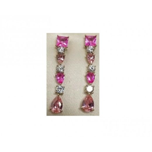 Pendientes Xernus Plata NF7371289 Largo Con Circonitas Fucsia Y Rosa