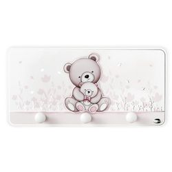 Percha Madera 37x18cm LS605RA Rosa Osos