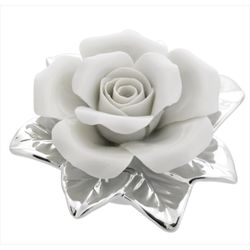 Perfumador latón 10cm 1821-01B Flor Rosa Beige Bicolor Plateada