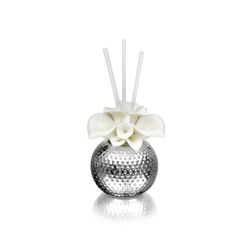 Perfumador Porcelana 8x8cm 5569/96 Plateada Detalles Florales Blanco