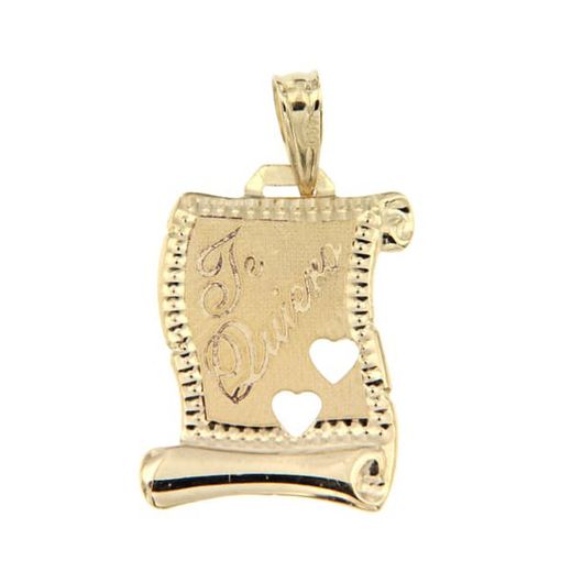 Pergaminho de ouro 9kt 19x14mm 9K16372 Eu te amo