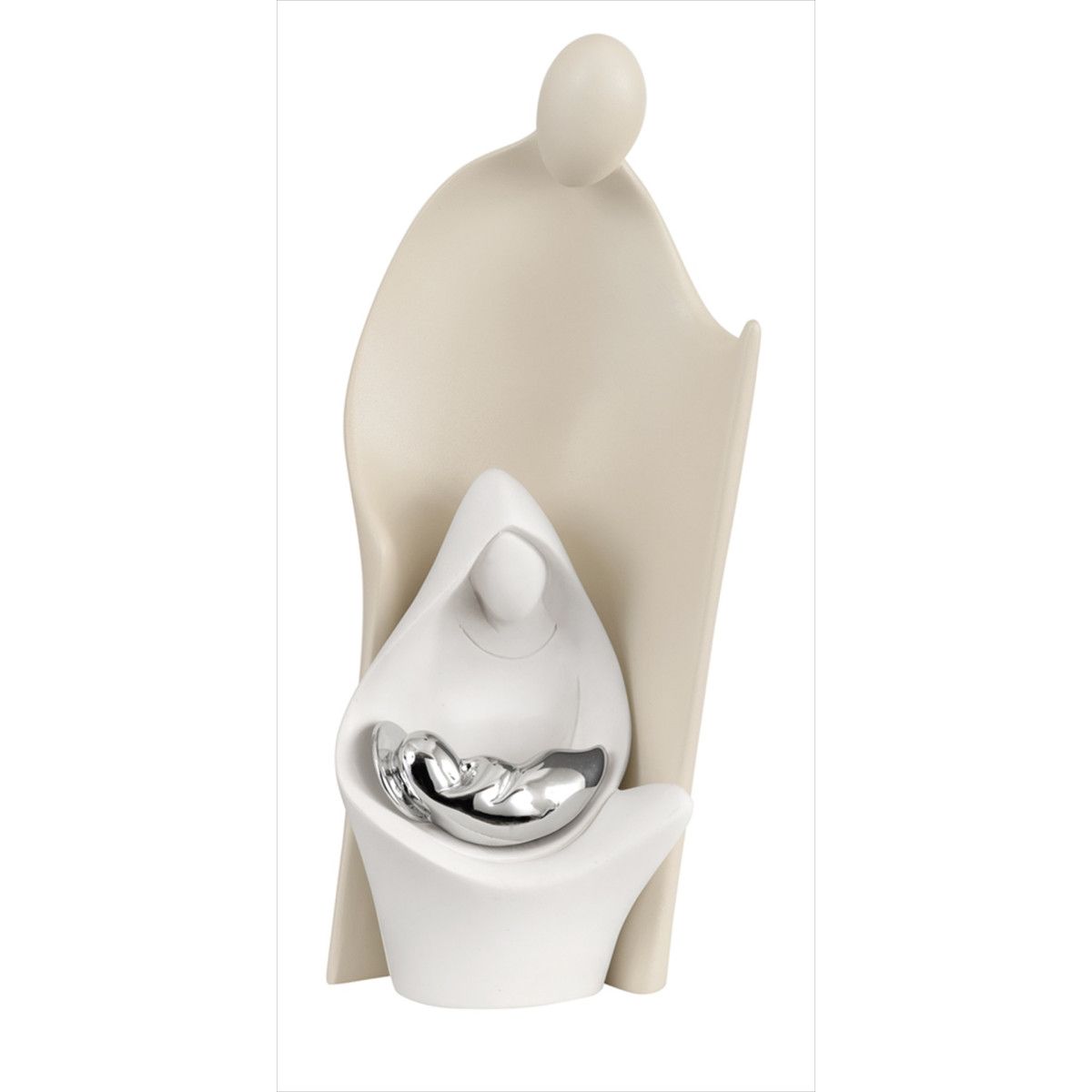 Pesebre Navidad Cerámica 12cm NT92/1N Estilizado Beige Tricolor Blanco/Plateado