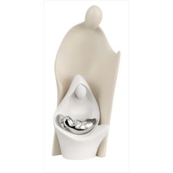 Pesebre Navidad Cerámica 12cm NT92/1N Estilizado Beige Tricolor Blanco/Plateado