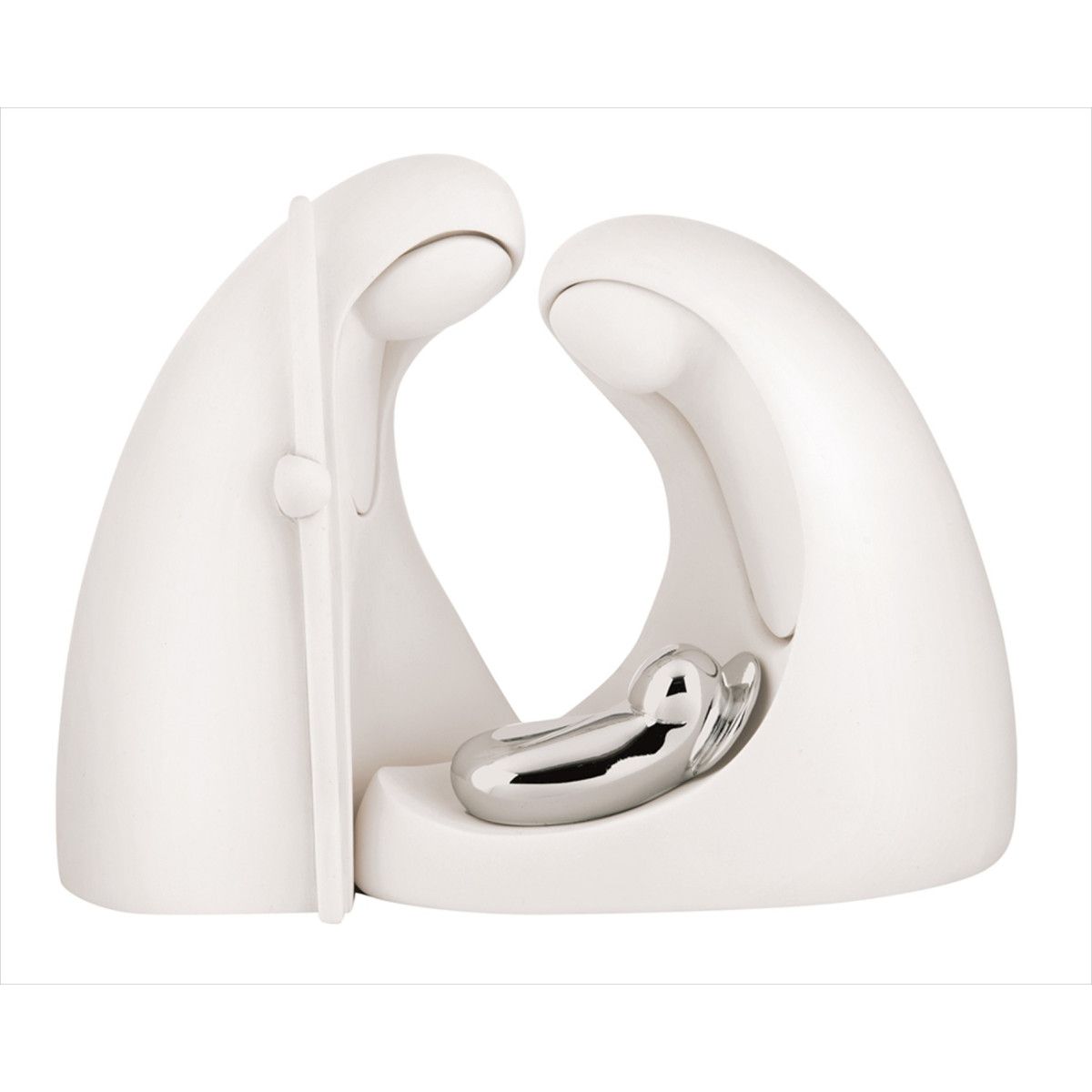 Pesebre Navidad Cerámica 12x10cm NT82/1B Dos Piezas Blanco