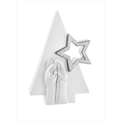 Pesebre Navidad Cerámica 13.5cm NT125/1AG Blanco Estrella Plateada