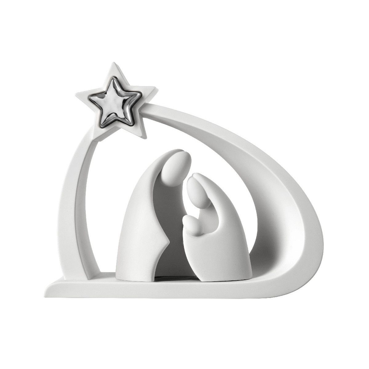 Pesebre Navidad Cerámica 13x11cm NT135/1AG Blanco Bicolor Estrella plateada