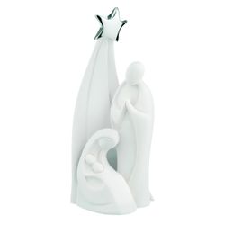 Pesebre Navidad Cerámica 15cm NT73/1B Blanco Estrella Plateada