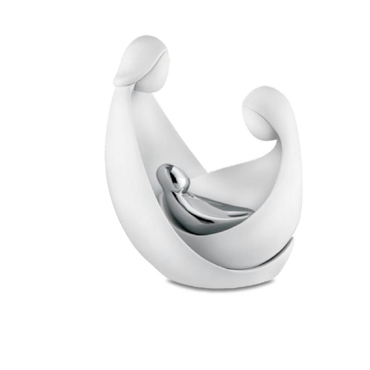 Pesebre Navidad Cerámica 15x11cm NT130/1AG Blanco Bicolor Plateado