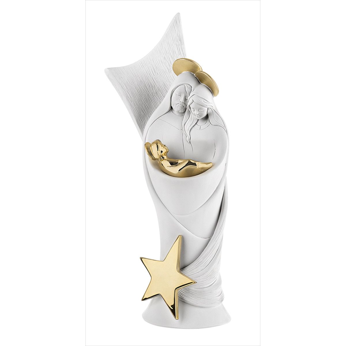 Pesebre Navidad Cerámica 16cm NT127/1OR Blanco Bicolor Dorado Estrella dorada