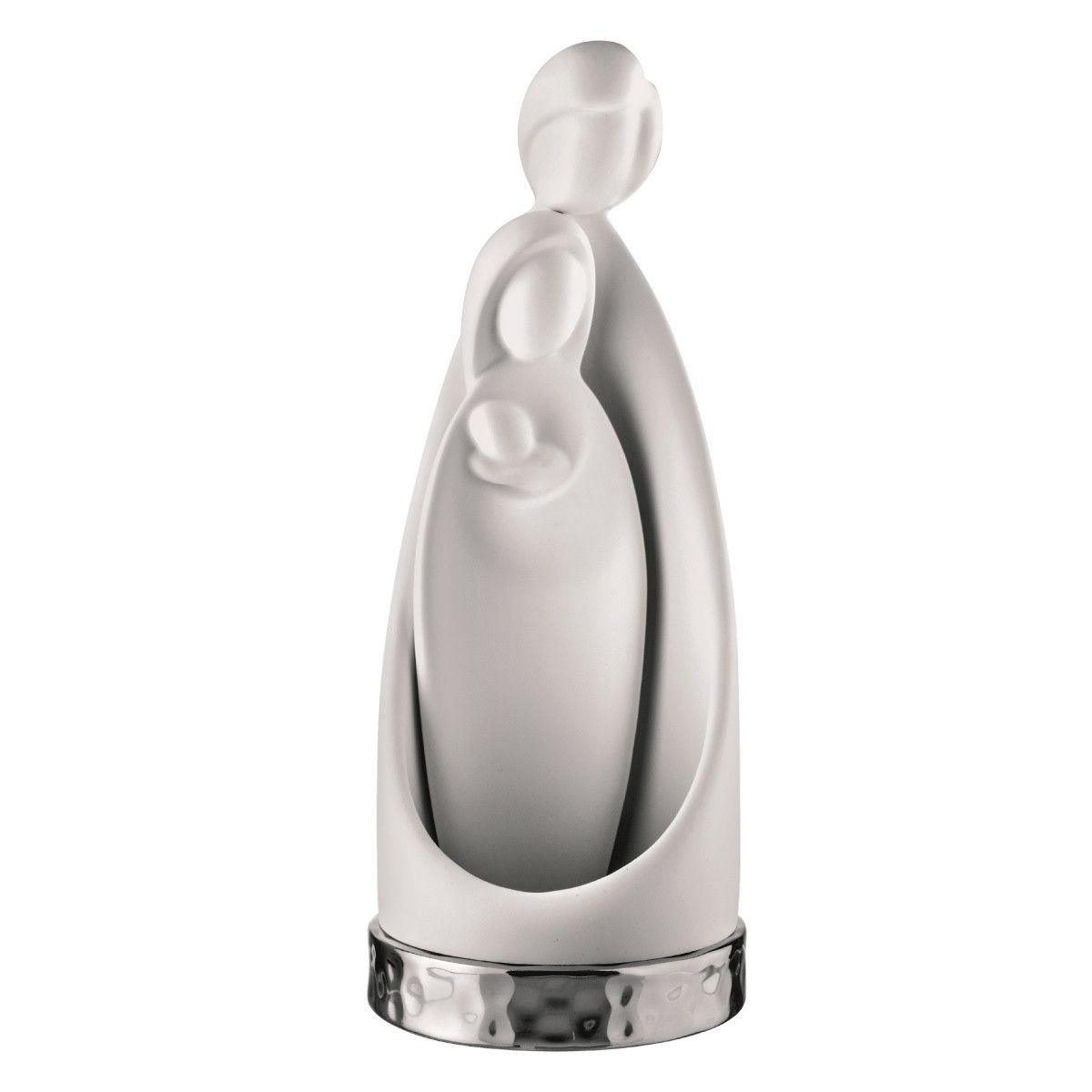 Pesebre Navidad Cerámica 17cm NT144/1BAG Gris Base Plateada Luz Led