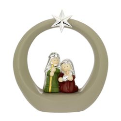 Pesebre Navidad Cerámica 21cm N8528-02 Cerco Marrón Estrella Plateada