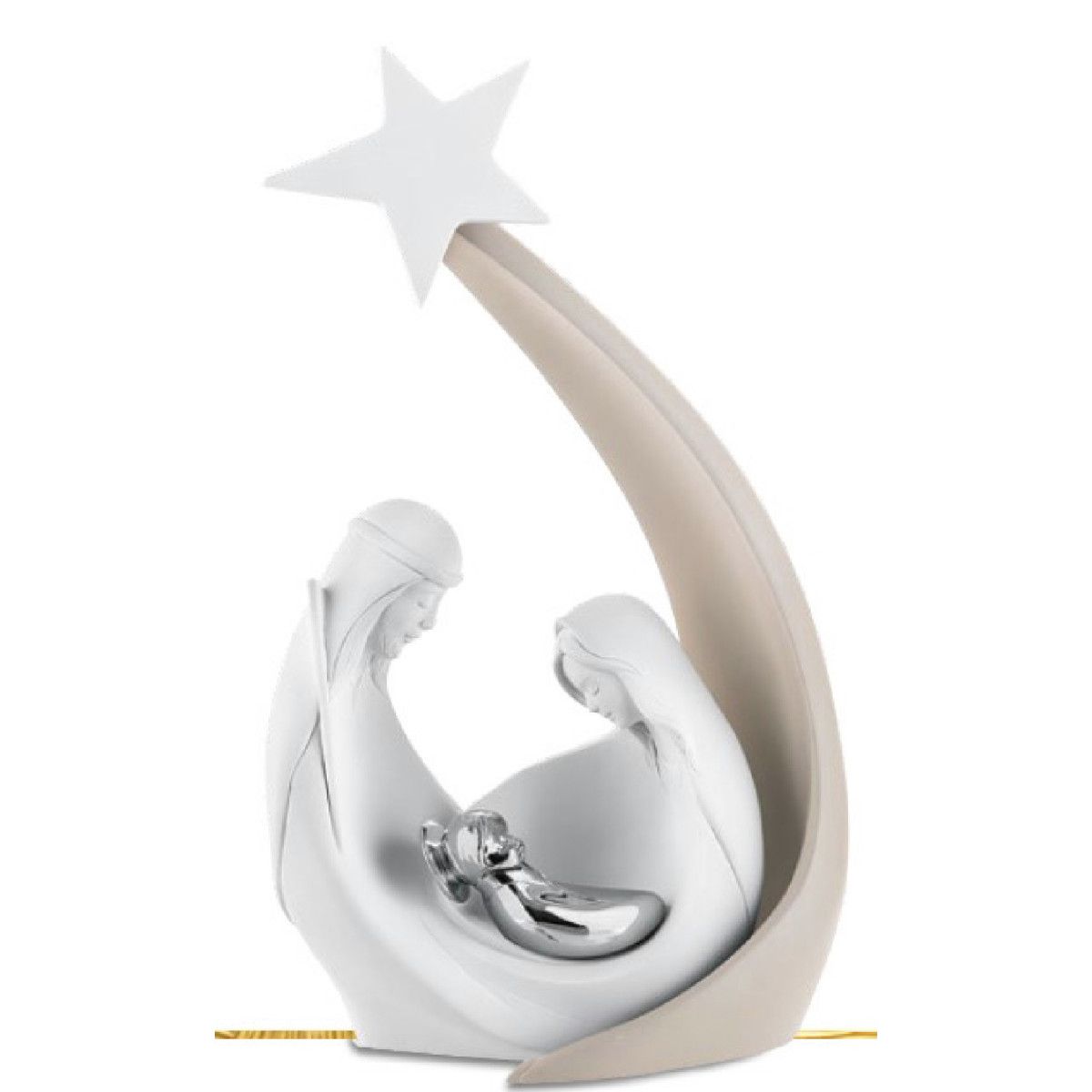 Pesebre Navidad Cerámica 9x17cm NT126/1N Blanco Bicolor Beige Estrella Blanca