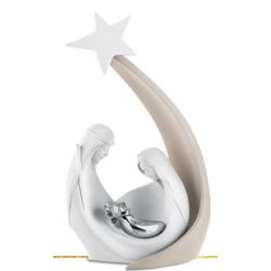 Pesebre Navidad Cerámica 9x17cm NT126/1N Blanco Bicolor Beige Estrella Blanca