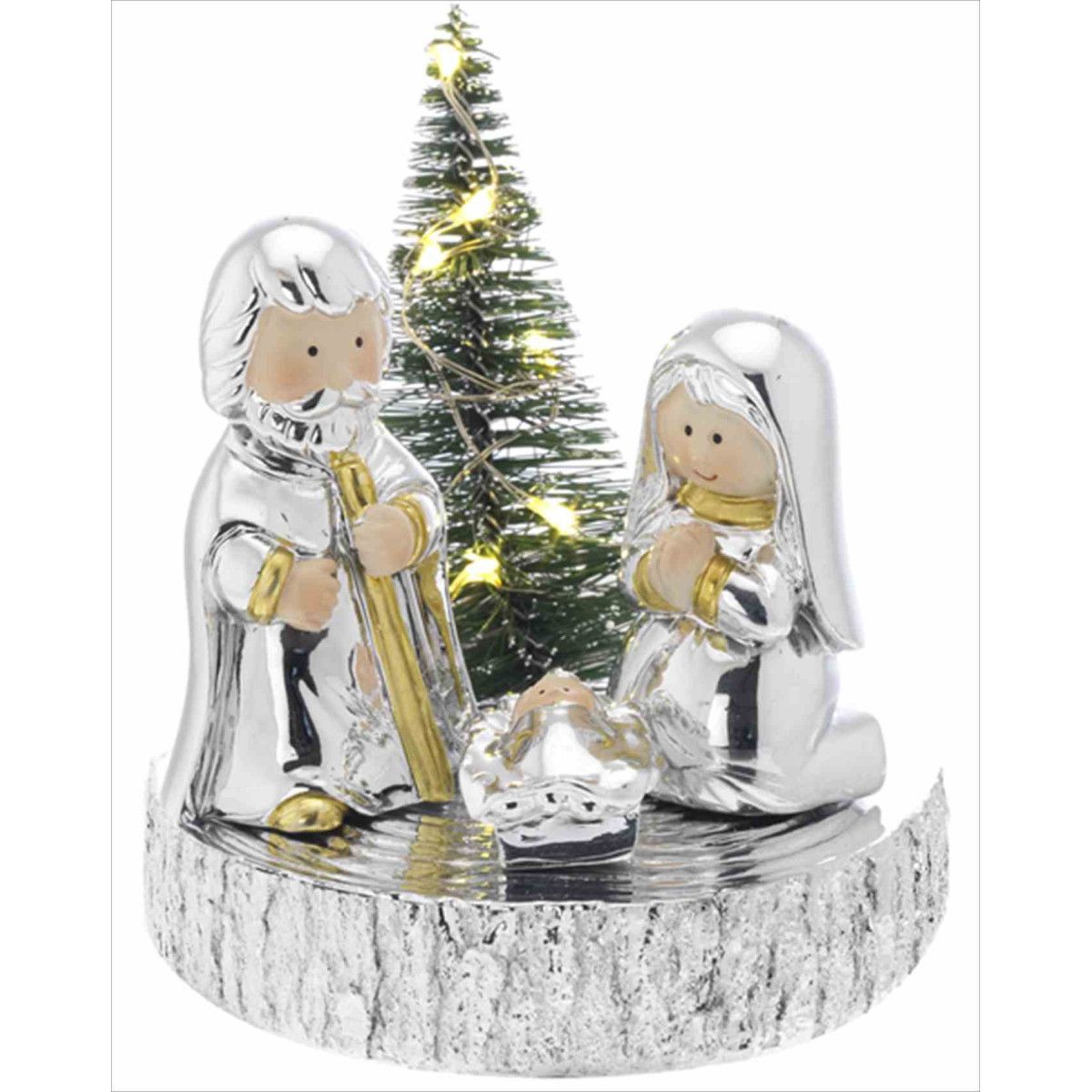 Pesebre Navidad Cerámica N8590-01AR Tronco Plateado