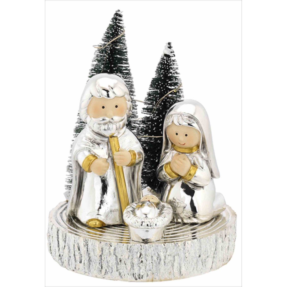 Pesebre Navidad Cerámica N8590-03AR Tronco Plateado