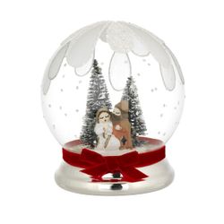 Pesebre Navidad Cristal 12cm N8523-06 Bola Luz Led Cinta Roja