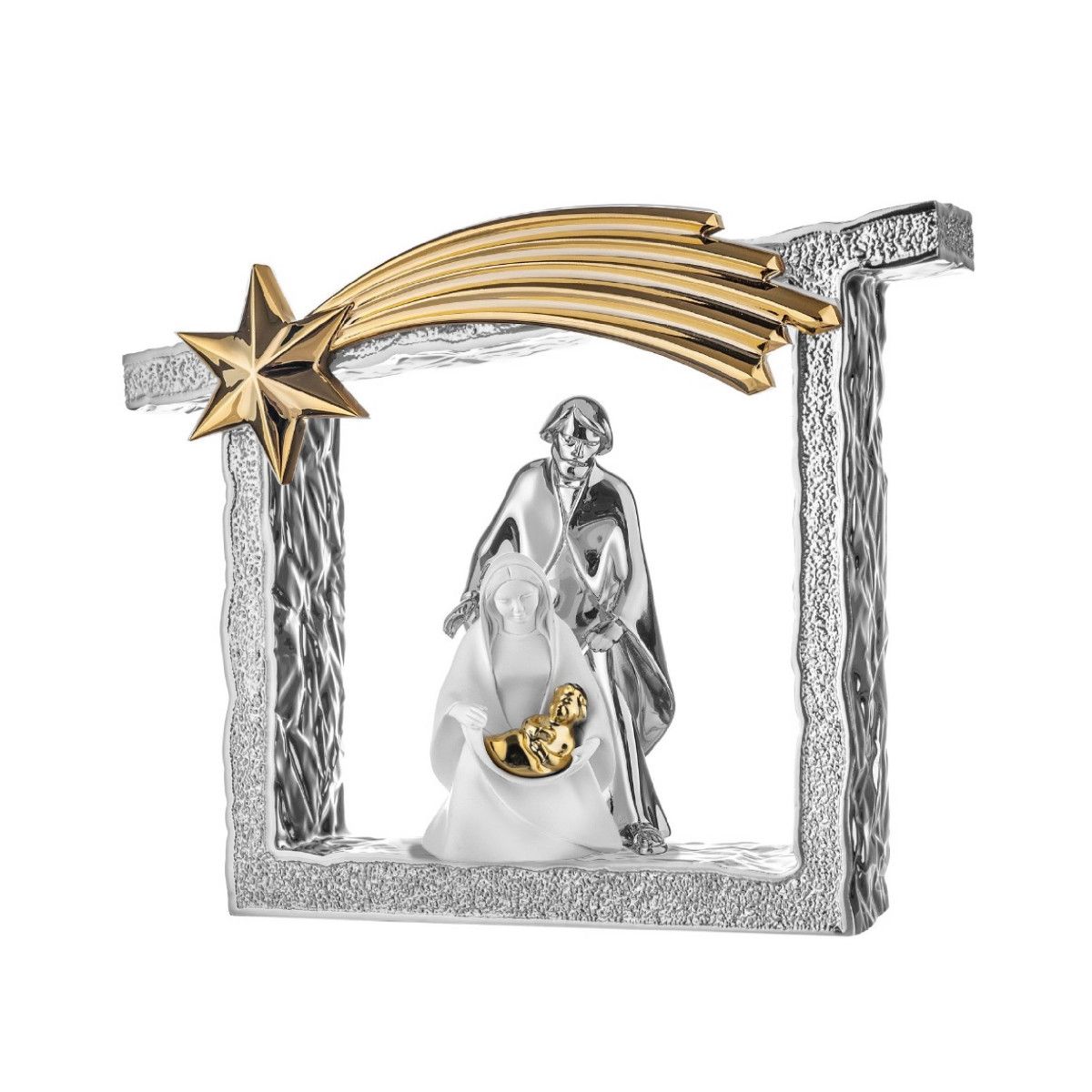 Pesebre Navidad Latón 12.5x10.5cm MA3420/MARG Plateado Bicolor Blanco Estrella Dorada