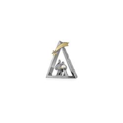 Pesebre Navidad Latón 12.5x15cm MA3396/MORO Triangular Plateado Bicolor Dorado Estrella Dorada
