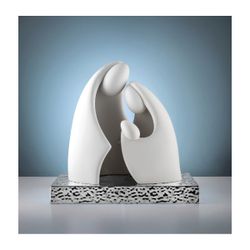 Pesebre Navidad Latón 14x13cm NT136/1AG Blanco Base Plateada