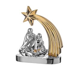 Pesebre Navidad Latón 15x16.5cm MA3435/MORO Plateado Bicolor Dorado Estrella Dorada