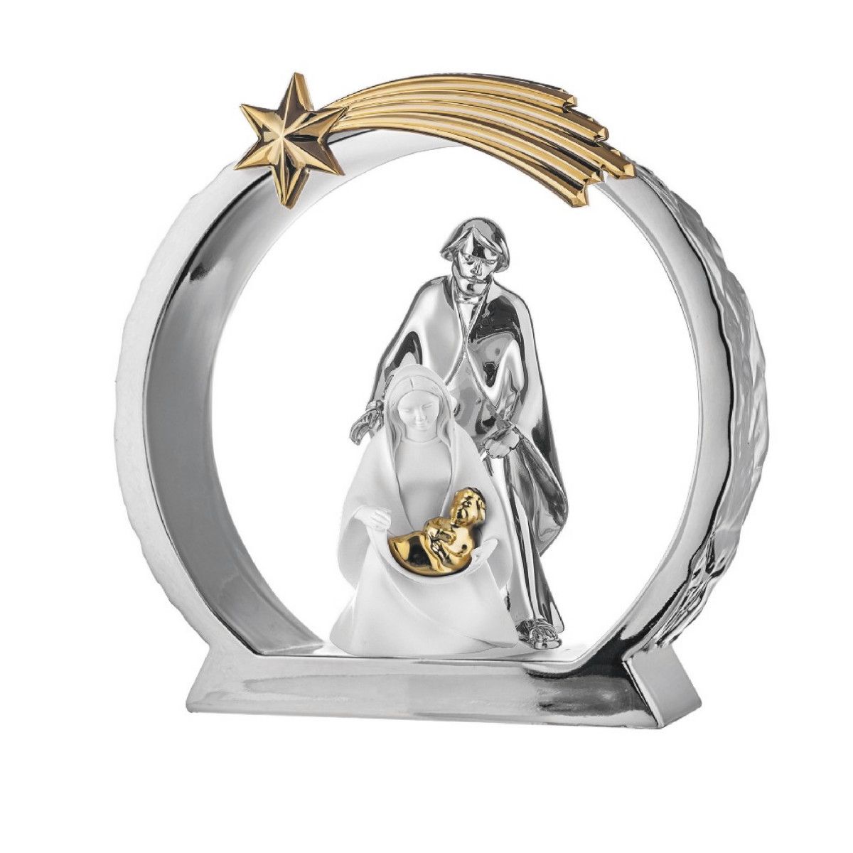 Pesebre Navidad Latón 16cm MA3412/MARG Arco Estrella Dorada Plateado Bicolor Dorado