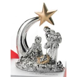Pesebre Navidad Latón 8x10cm MA1431/MORO Plateado Bicolor Estrella Dorada