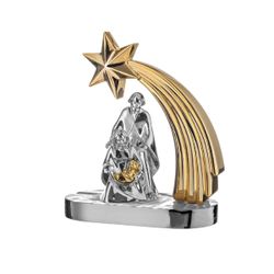 Pesebre Navidad Latón 9.5x10.5cm MA3432/MORO Plateado Bicolor Dorado Estrella Dorada